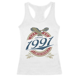 35th Birthday Beer Lover Vintage 1991 Limited Edition Racerback Tank Top Bald Eagle