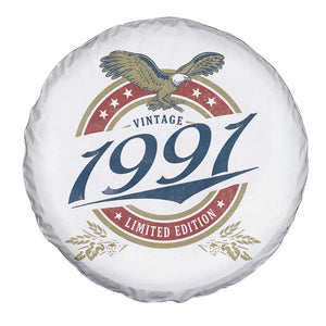 35th Birthday Beer Lover Vintage 1991 Limited Edition Spare Tire Cover Bald Eagle