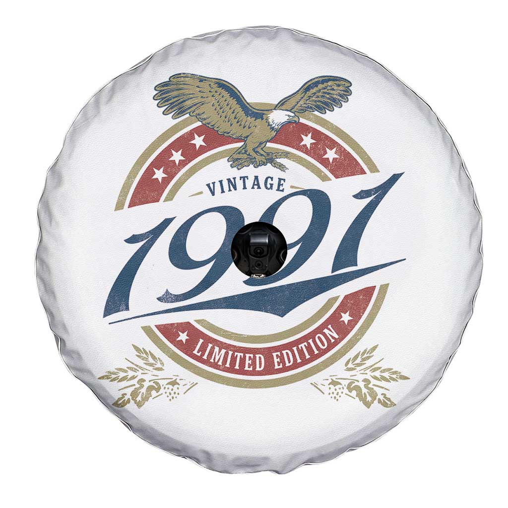 35th Birthday Beer Lover Vintage 1991 Limited Edition Spare Tire Cover Bald Eagle