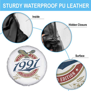35th Birthday Beer Lover Vintage 1991 Limited Edition Spare Tire Cover Bald Eagle