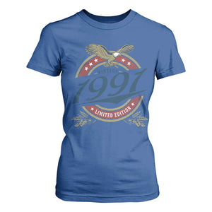 35th Birthday Beer Lover Vintage 1991 Limited Edition T Shirt For Women Bald Eagle