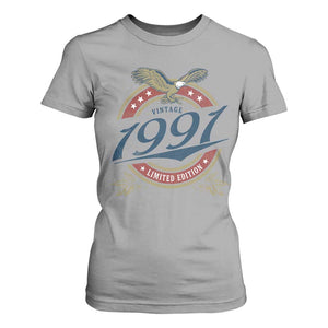 35th Birthday Beer Lover Vintage 1991 Limited Edition T Shirt For Women Bald Eagle