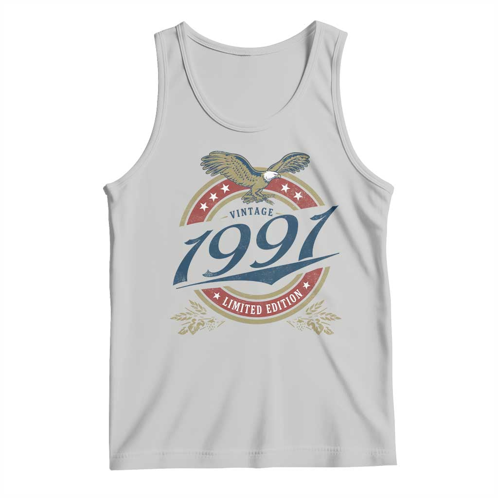 35th Birthday Beer Lover Vintage 1991 Limited Edition Tank Top Bald Eagle