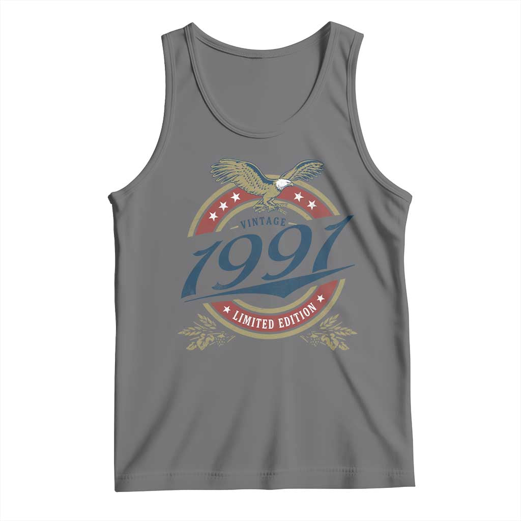 35th Birthday Beer Lover Vintage 1991 Limited Edition Tank Top Bald Eagle