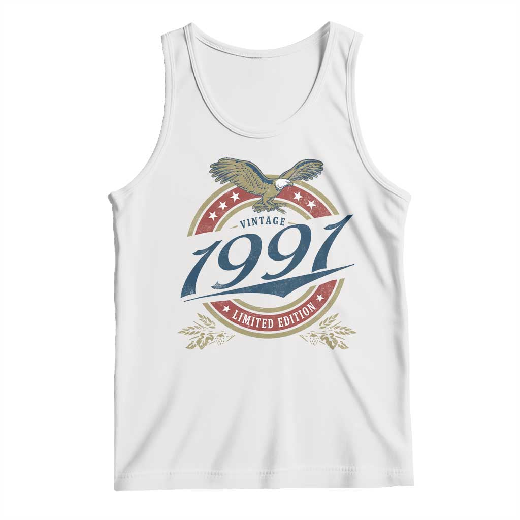 35th Birthday Beer Lover Vintage 1991 Limited Edition Tank Top Bald Eagle TS11 White Print Your Wear