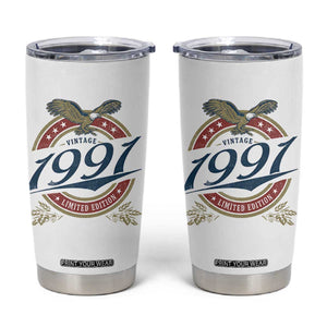 35th Birthday Beer Lover Vintage 1991 Limited Edition Tumbler Cup Bald Eagle