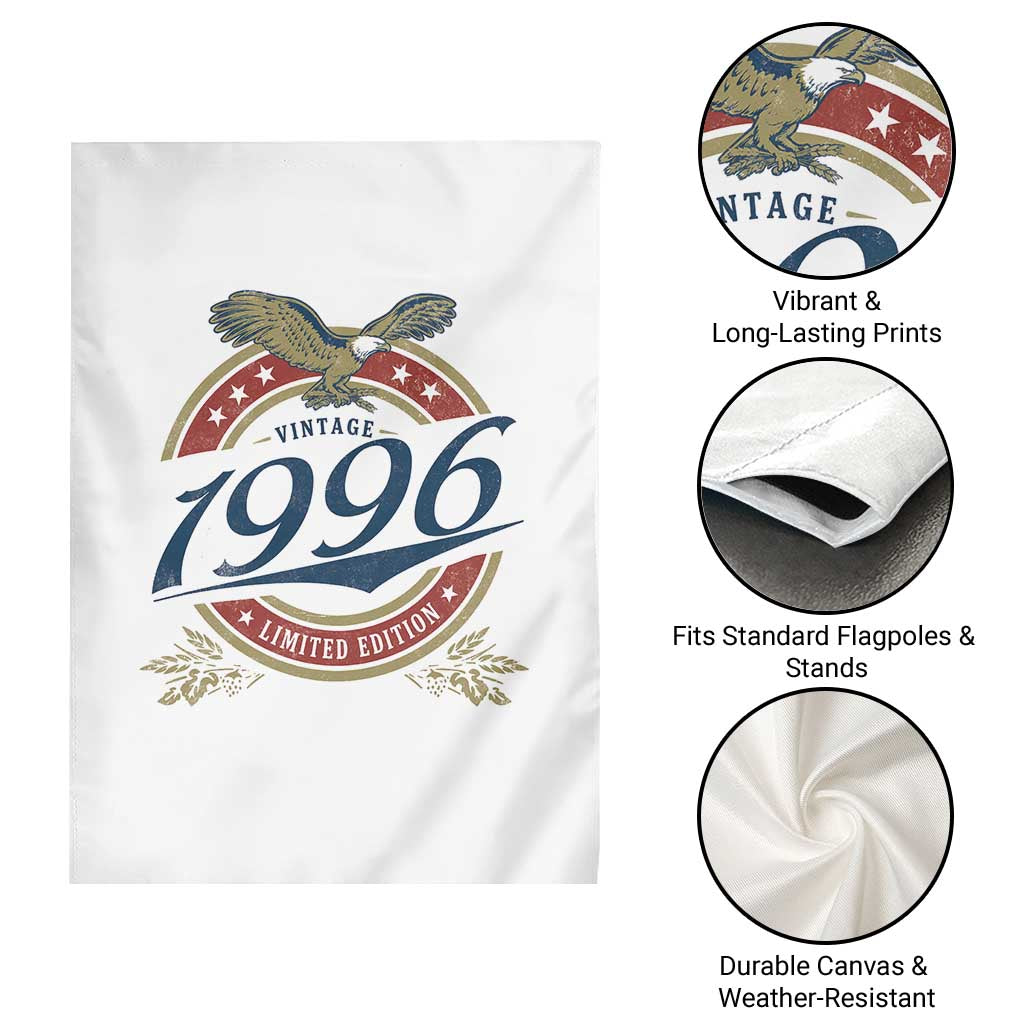 30th Birthday Beer Lover Vintage 1996 Limited Edition Garden Flag Bald Eagle