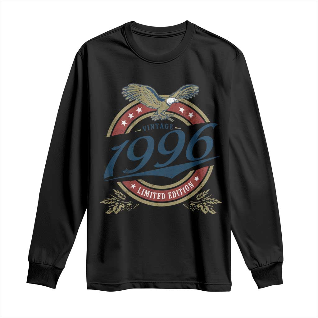 30th Birthday Beer Lover Vintage 1996 Limited Edition Long Sleeve Shirt Bald Eagle