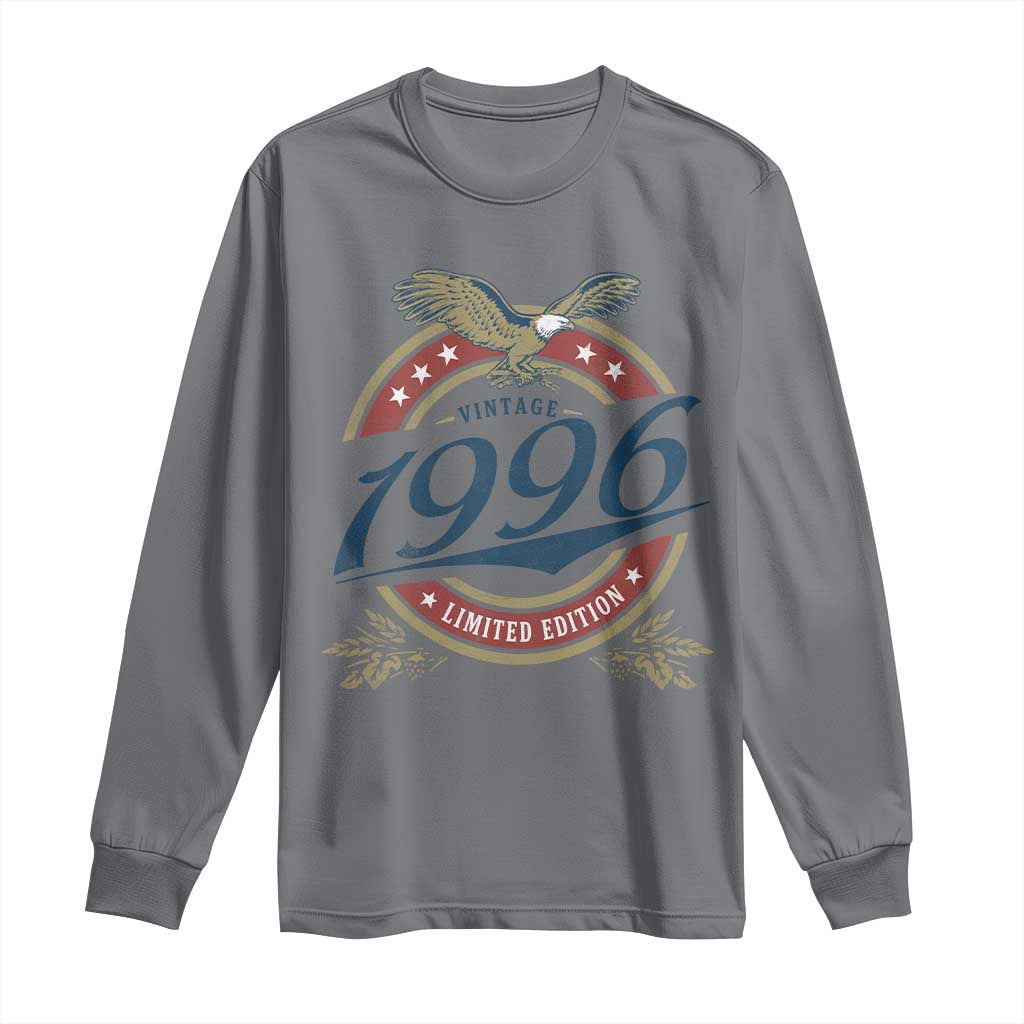 30th Birthday Beer Lover Vintage 1996 Limited Edition Long Sleeve Shirt Bald Eagle
