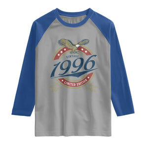 30th Birthday Beer Lover Vintage 1996 Limited Edition Raglan Shirt Bald Eagle