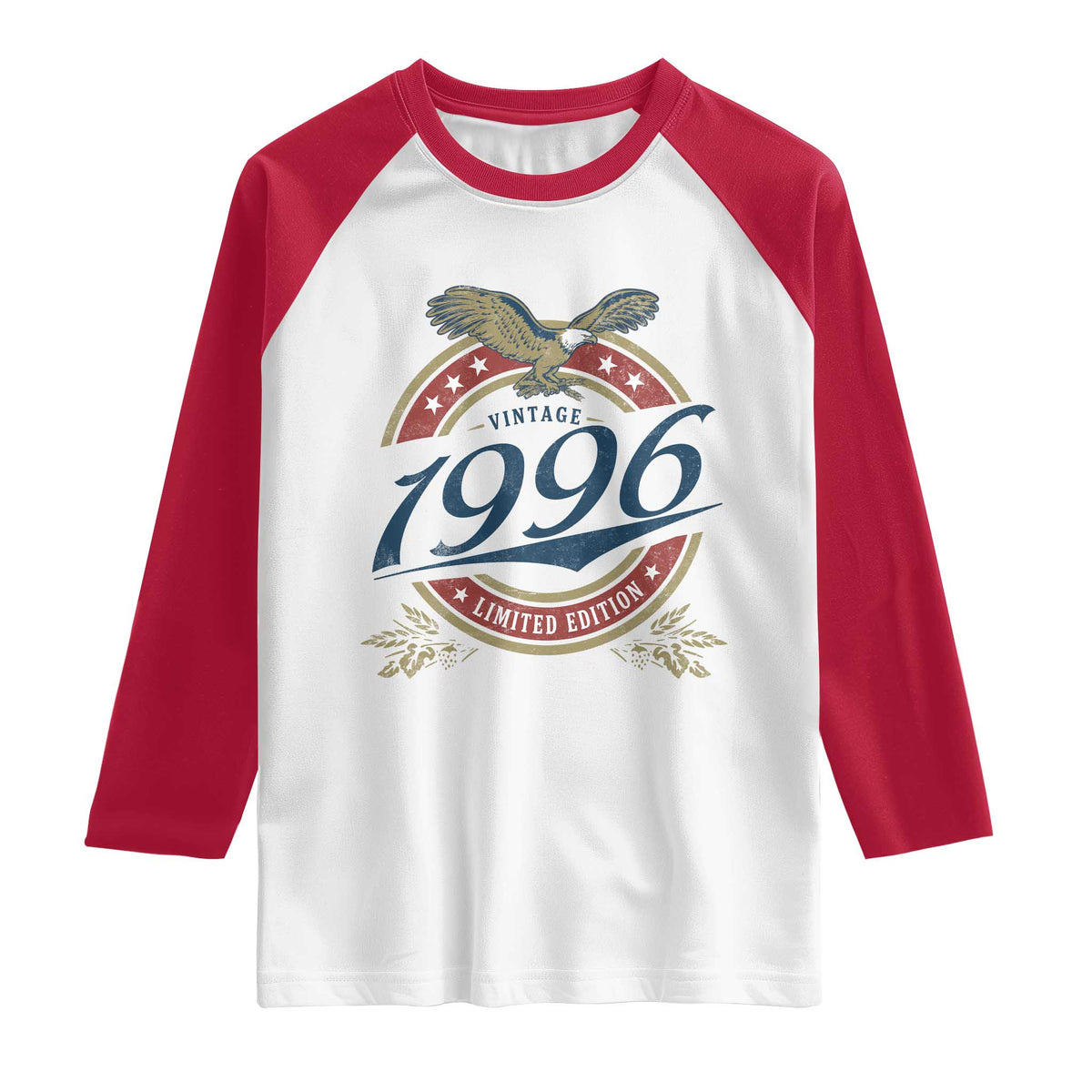 30th Birthday Beer Lover Vintage 1996 Limited Edition Raglan Shirt Bald Eagle