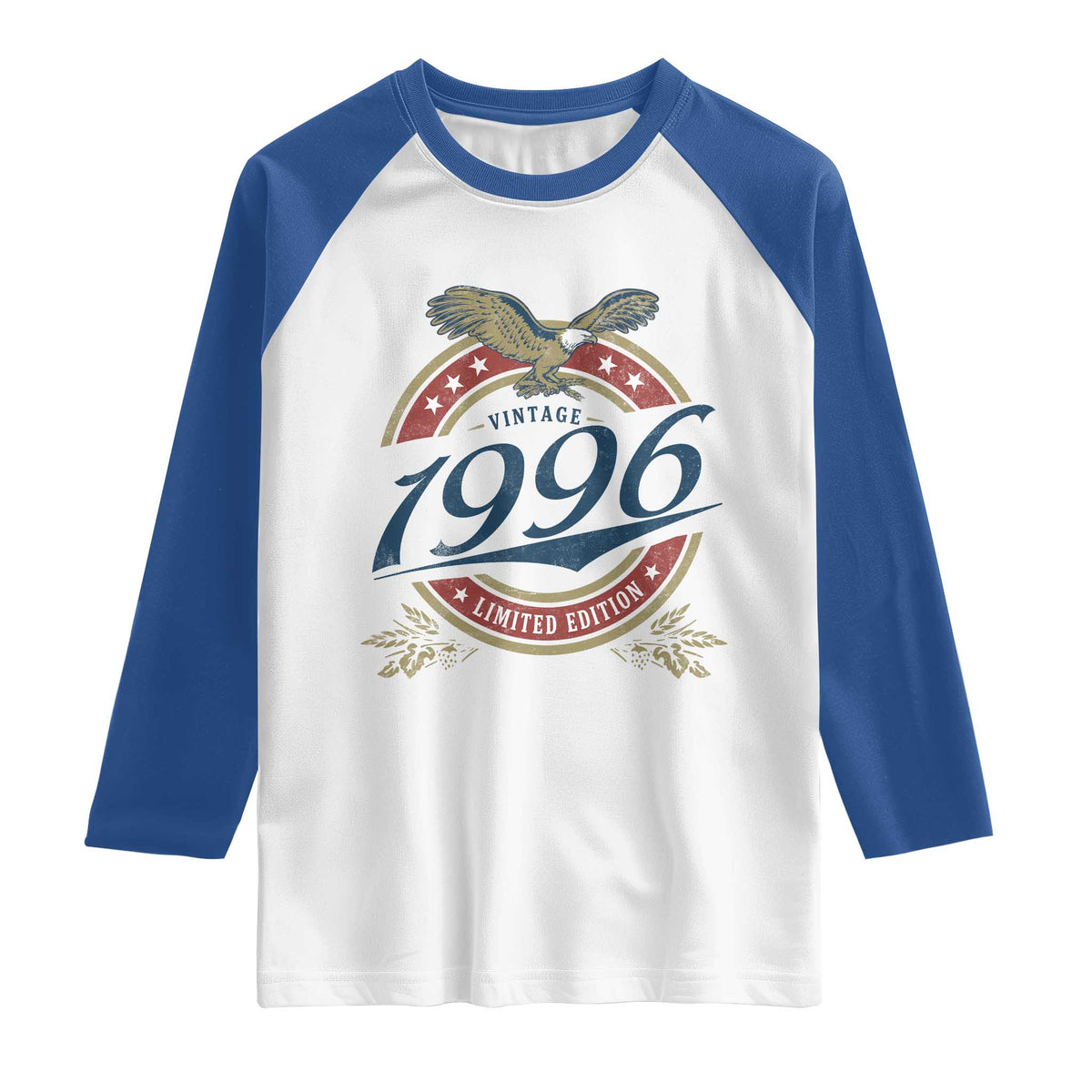 30th Birthday Beer Lover Vintage 1996 Limited Edition Raglan Shirt Bald Eagle