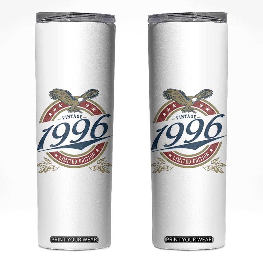 30th Birthday Beer Lover Vintage 1996 Limited Edition Skinny Tumbler Bald Eagle TS11 White Print Your Wear
