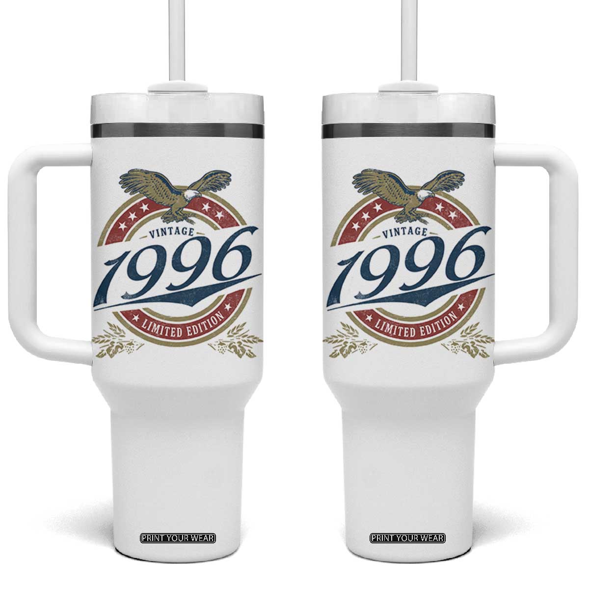 30th Birthday Beer Lover Vintage 1996 Limited Edition Tumbler With Handle Bald Eagle TS11 One Size: 40 oz White Print Your Wear