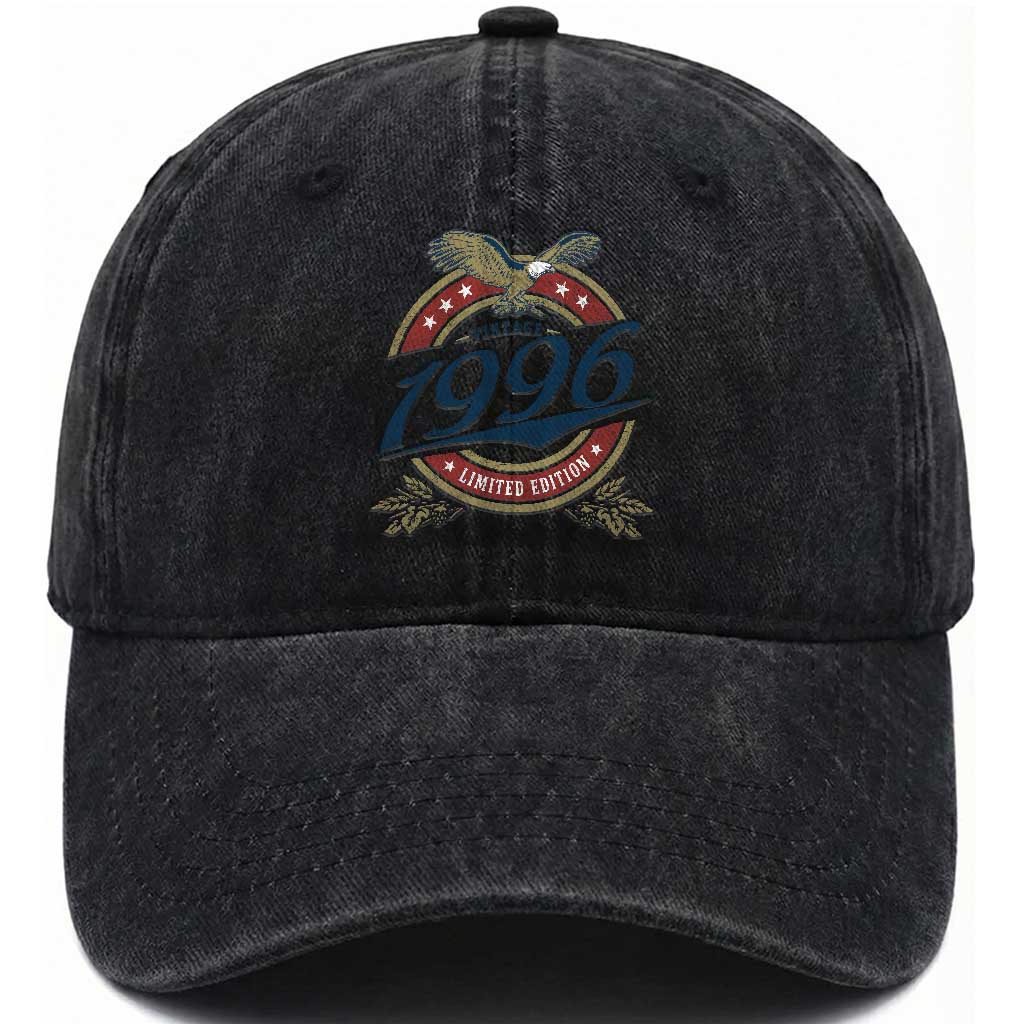30th Birthday Beer Lover Vintage 1996 Limited Edition Washed Cotton Baseball Cap Bald Eagle TS11 Print Your Wear