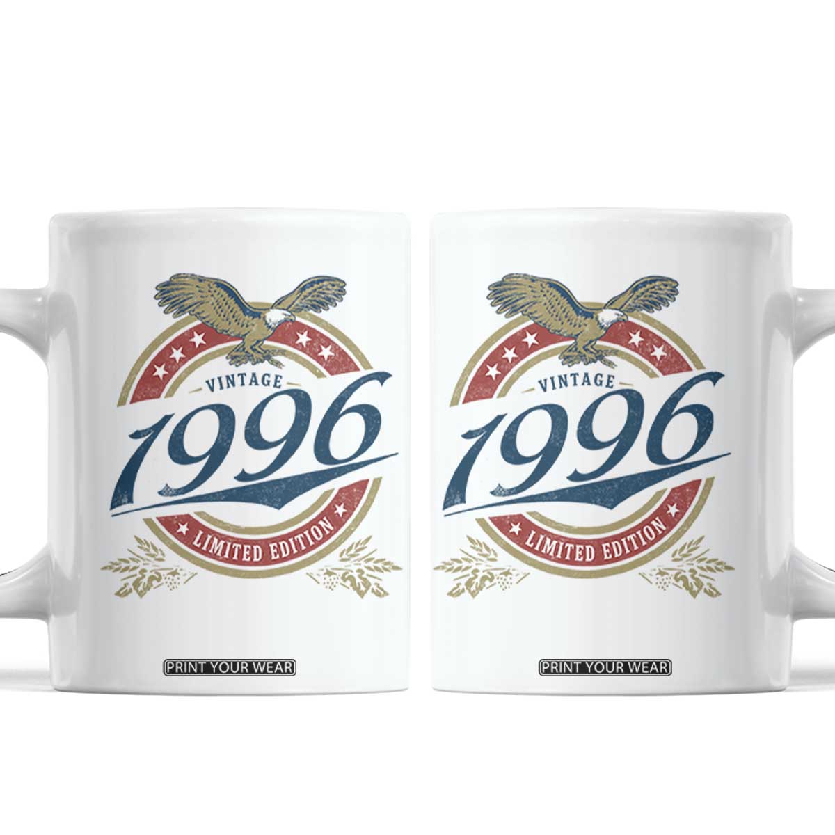 30th Birthday Beer Lover Vintage 1996 Limited Edition Coffee Mug Bald Eagle TS11 White Print Your Wear
