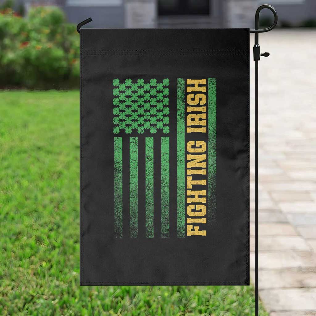 Vintage Fighting Irish Shamrock American Flag Garden Flag