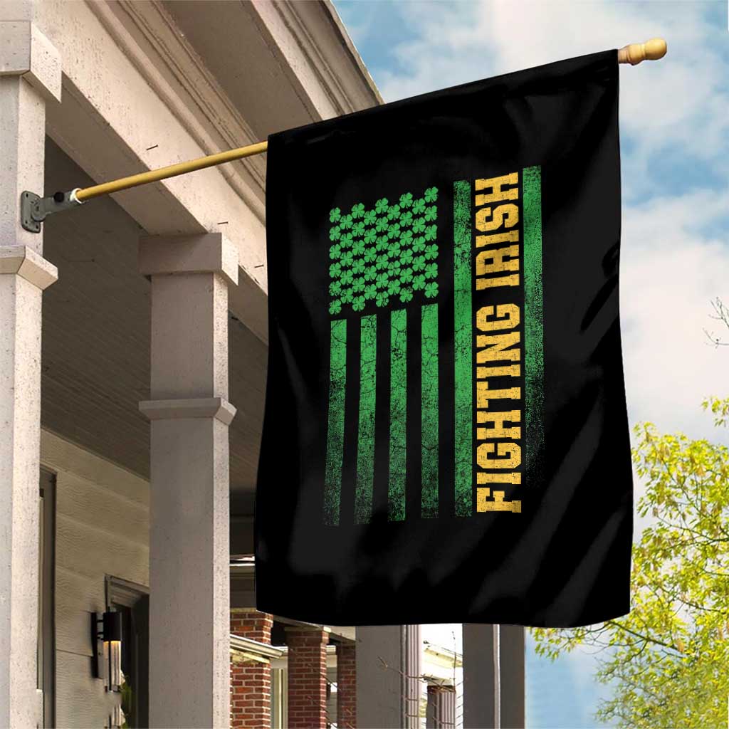 Vintage Fighting Irish Shamrock American Flag Garden Flag