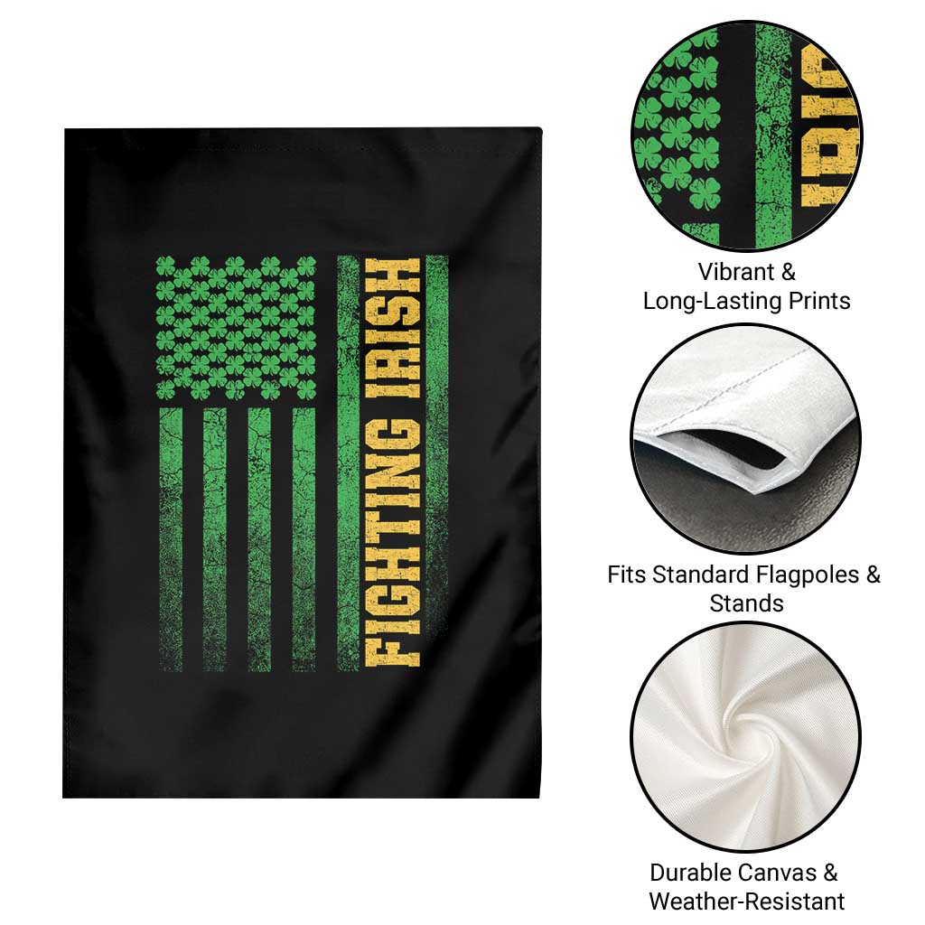 Vintage Fighting Irish Shamrock American Flag Garden Flag