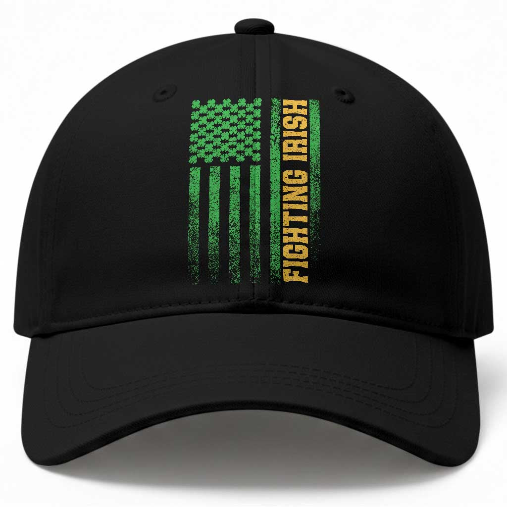 Vintage Fighting Irish Shamrock American Flag Baseball Cap TS11 Print Your Wear