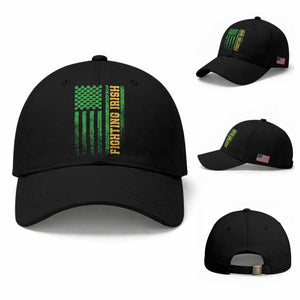 Vintage Fighting Irish Shamrock American Flag Baseball Cap