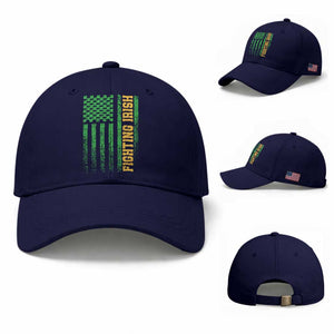 Vintage Fighting Irish Shamrock American Flag Baseball Cap