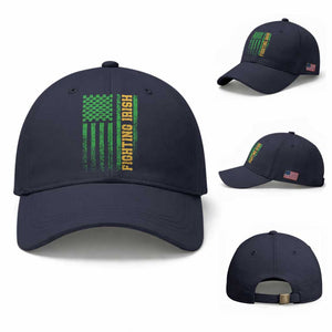 Vintage Fighting Irish Shamrock American Flag Baseball Cap