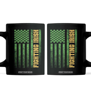 Vintage Fighting Irish Shamrock American Flag Coffee Mug