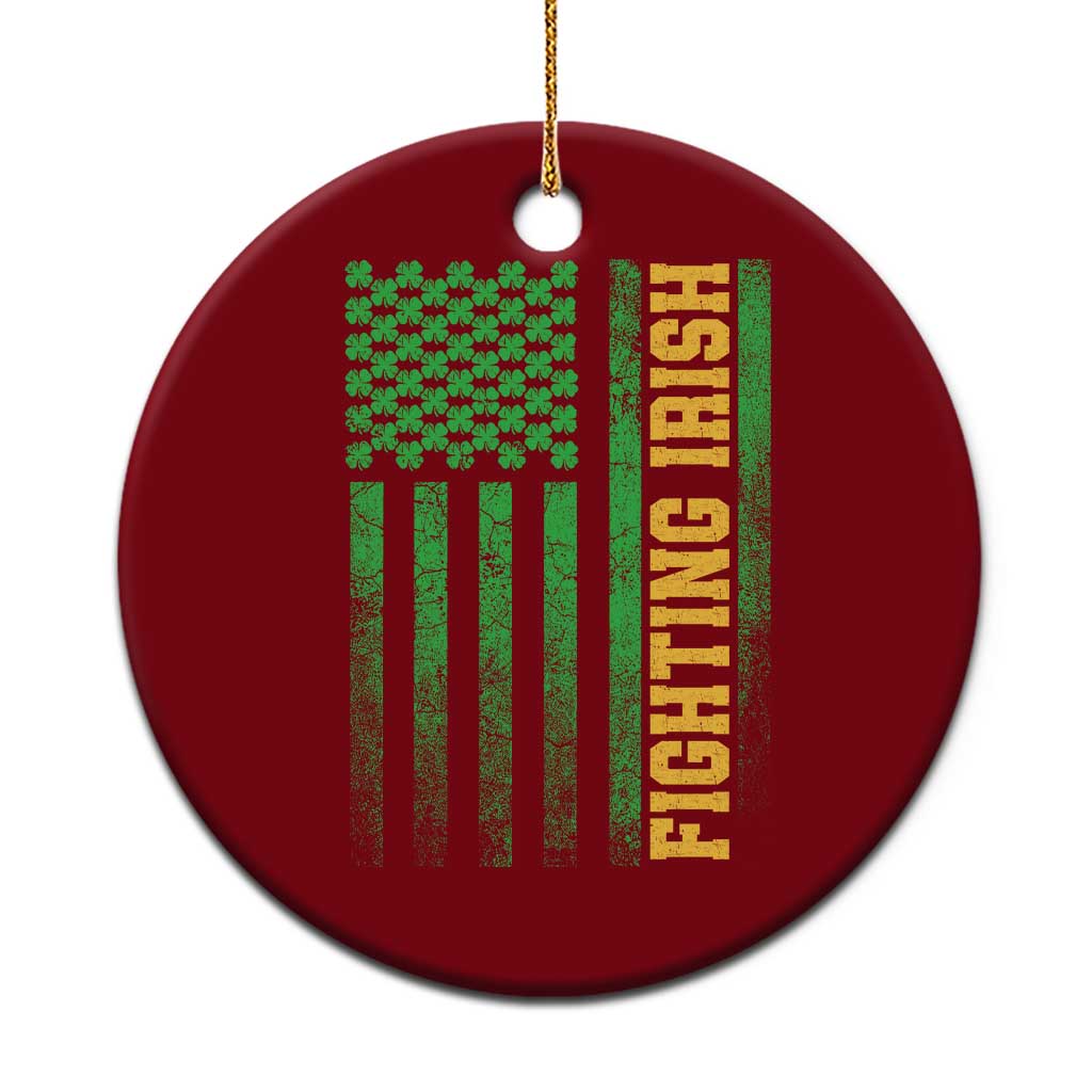 Vintage Fighting Irish Shamrock American Flag Ceramic Ornament TS11 1pc Red Print Your Wear