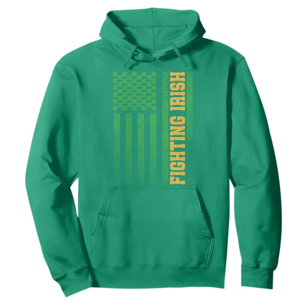 Vintage Fighting Irish Shamrock American Flag Hoodie TS11 Irish Green Print Your Wear