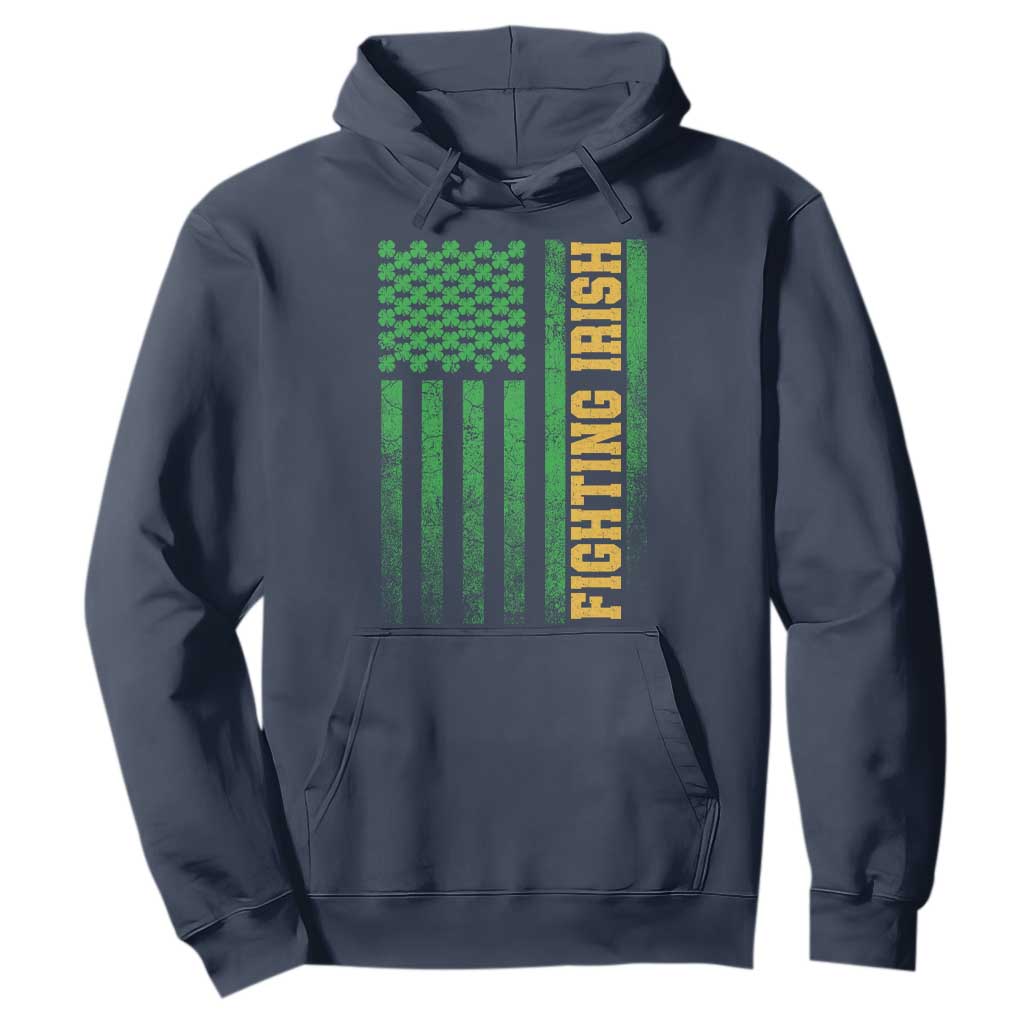 Vintage Fighting Irish Shamrock American Flag Hoodie