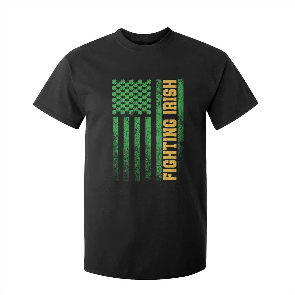 Vintage Fighting Irish Shamrock American Flag T Shirt For Kid