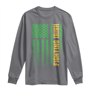 Vintage Fighting Irish Shamrock American Flag Long Sleeve Shirt