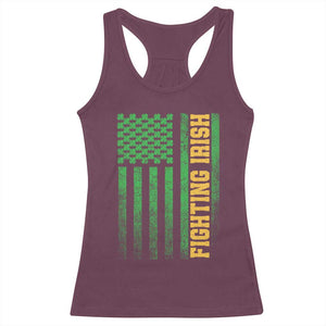 Vintage Fighting Irish Shamrock American Flag Racerback Tank Top