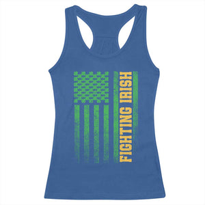 Vintage Fighting Irish Shamrock American Flag Racerback Tank Top