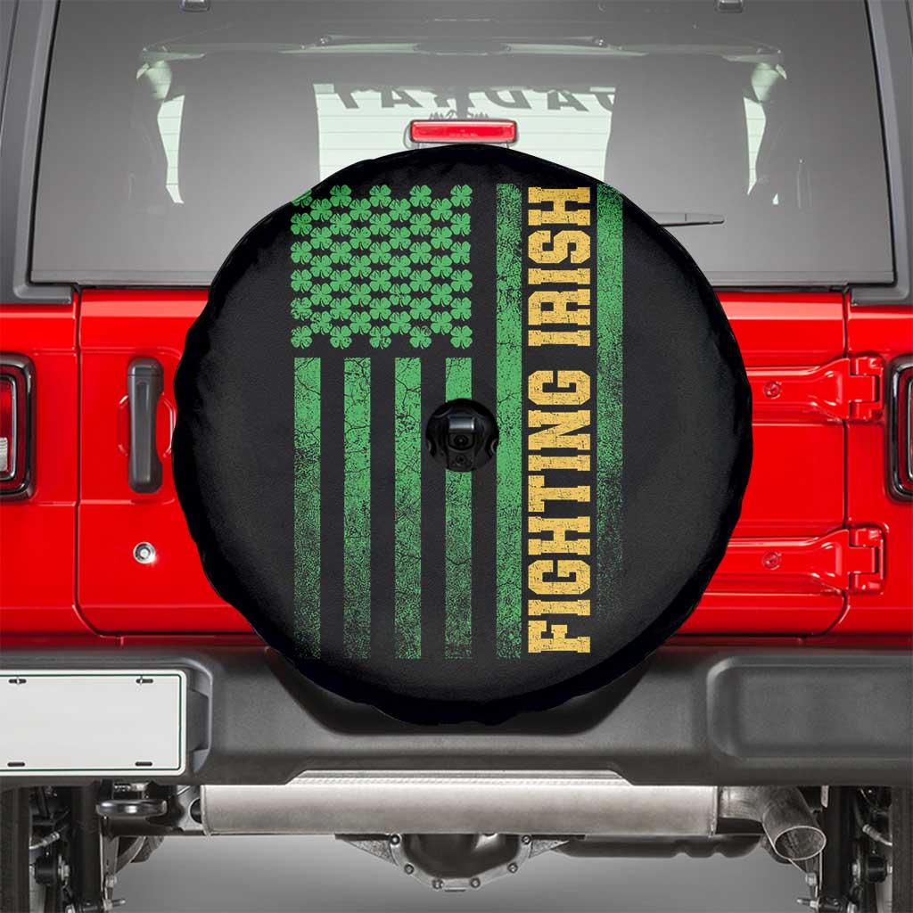 Vintage Fighting Irish Shamrock American Flag Spare Tire Cover