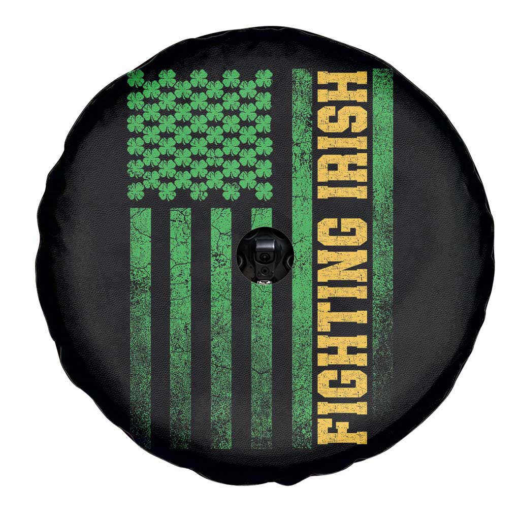 Vintage Fighting Irish Shamrock American Flag Spare Tire Cover