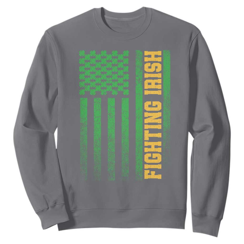 Vintage Fighting Irish Shamrock American Flag Sweatshirt