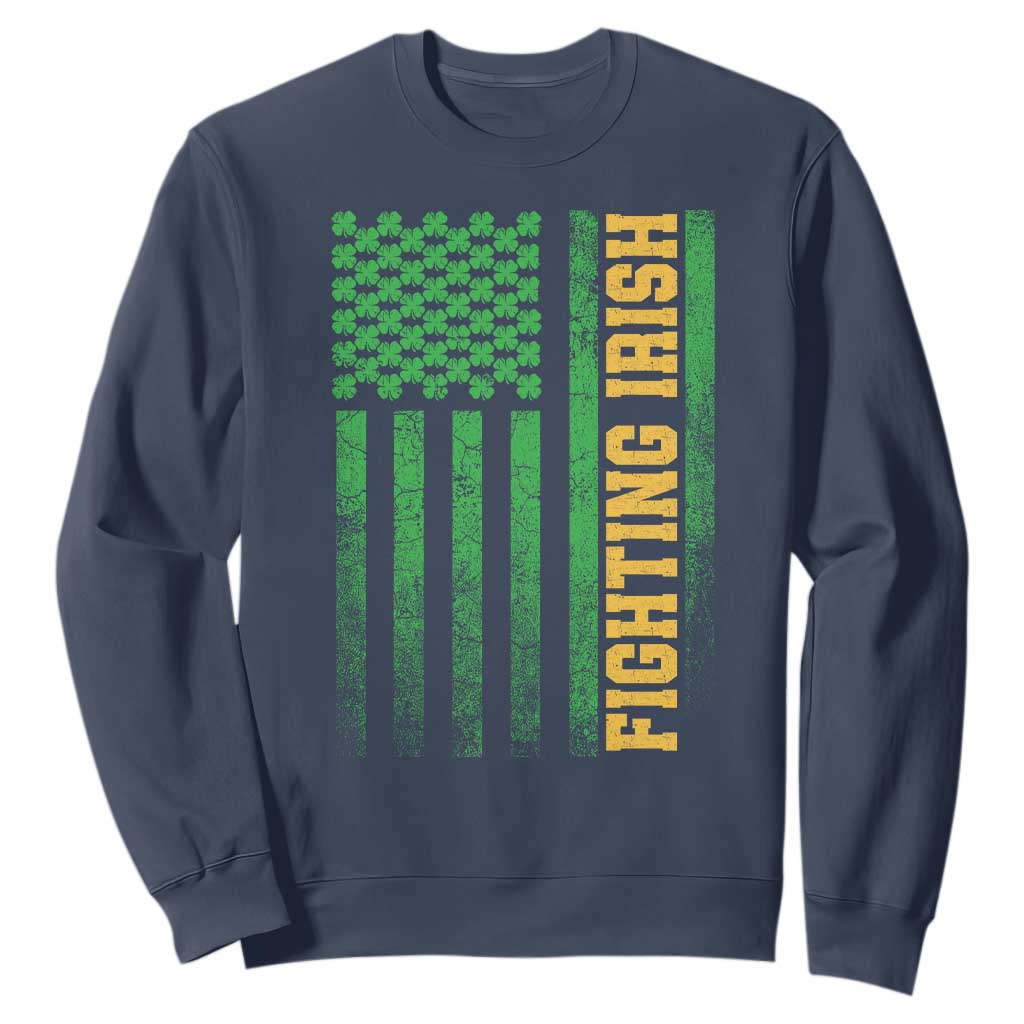 Vintage Fighting Irish Shamrock American Flag Sweatshirt