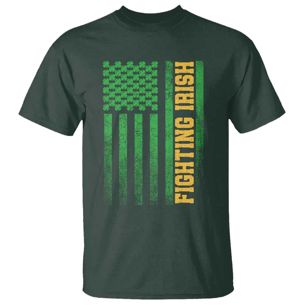 Vintage Fighting Irish Shamrock American Flag T Shirt
