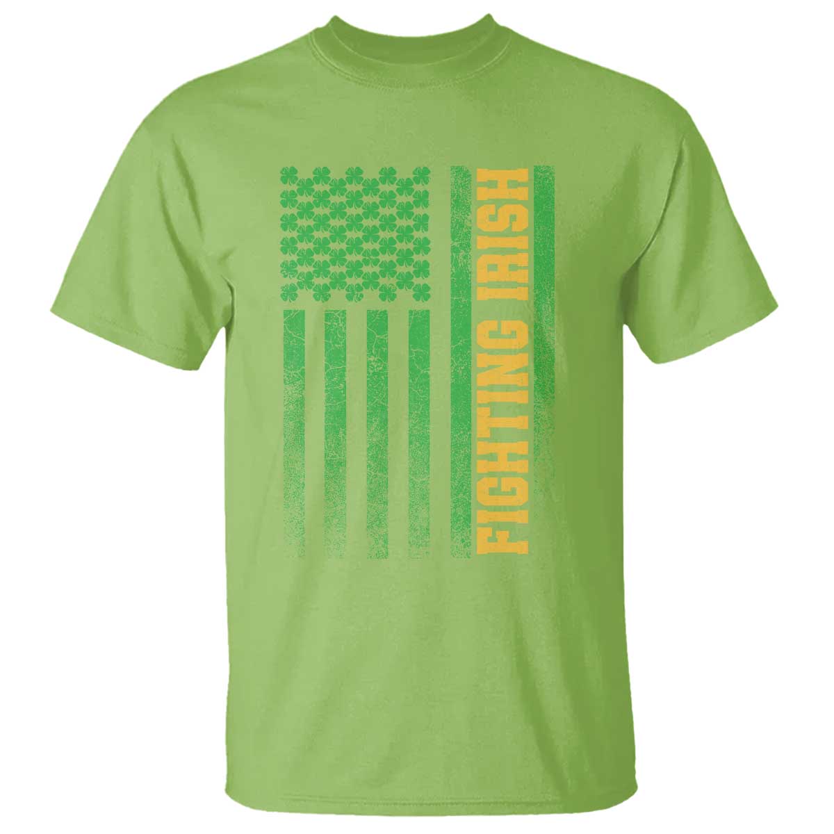 Vintage Fighting Irish Shamrock American Flag T Shirt