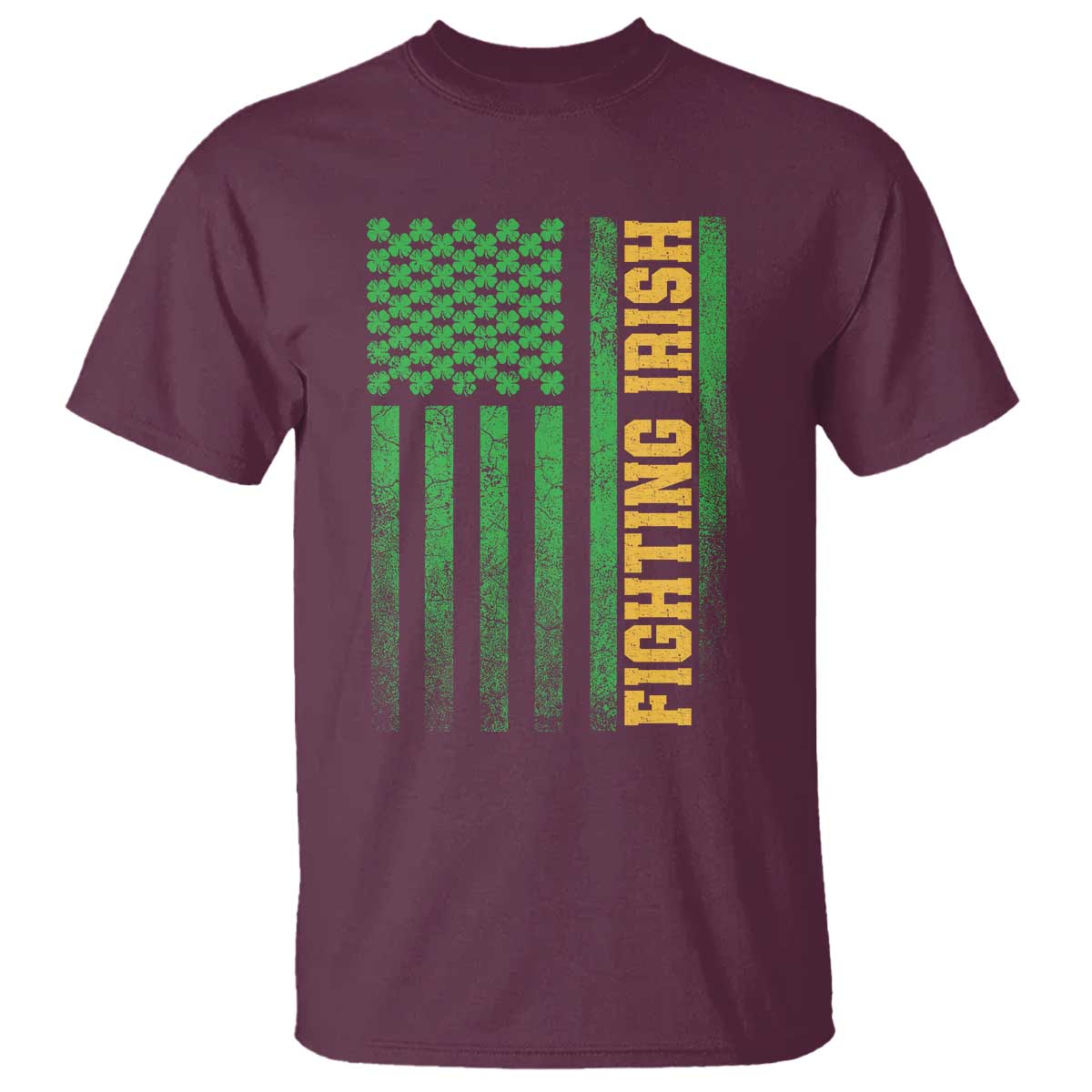 Vintage Fighting Irish Shamrock American Flag T Shirt