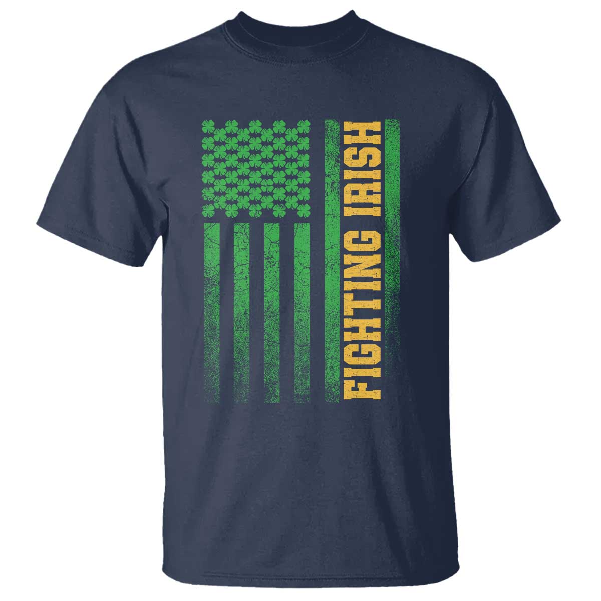 Vintage Fighting Irish Shamrock American Flag T Shirt