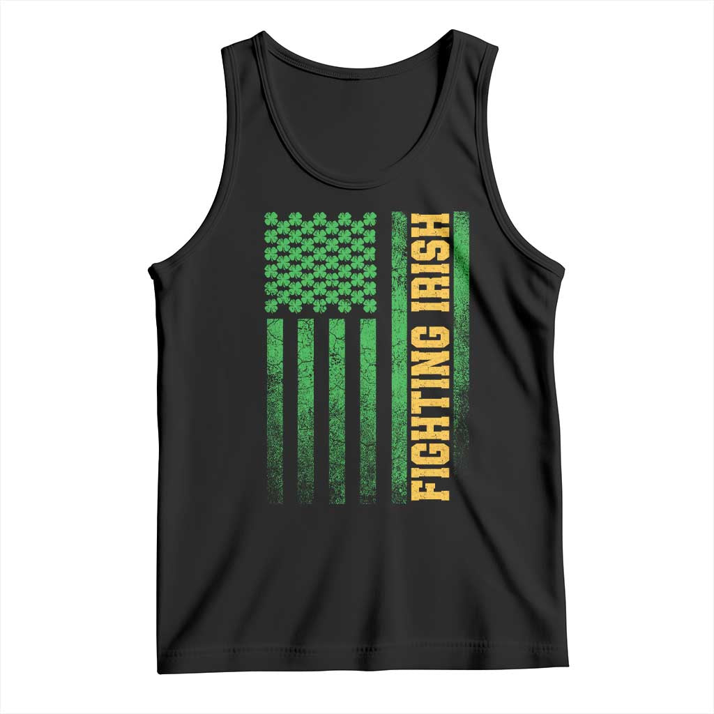 Vintage Fighting Irish Shamrock American Flag Tank Top TS11 Black Print Your Wear