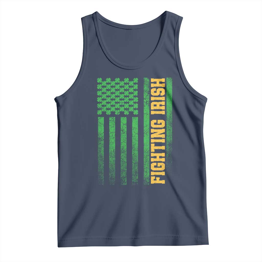 Vintage Fighting Irish Shamrock American Flag Tank Top