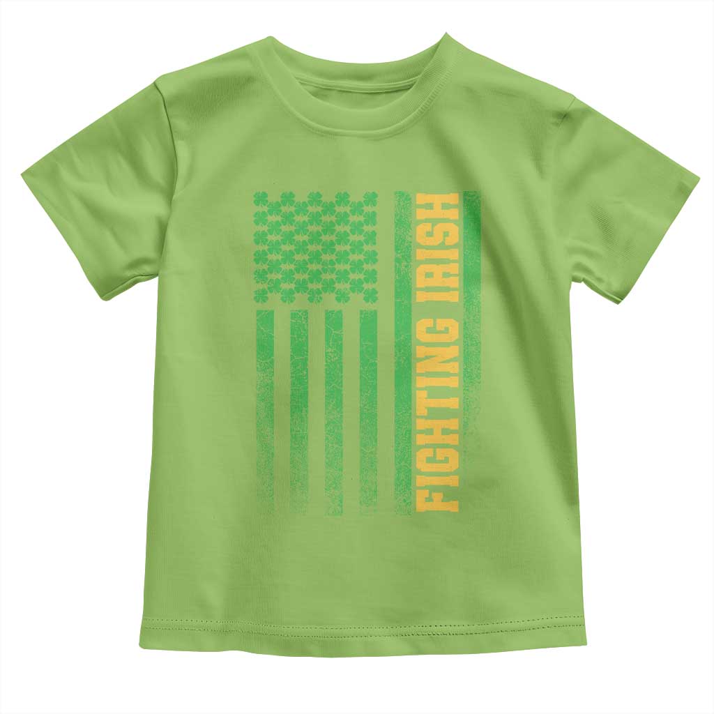 Vintage Fighting Irish Shamrock American Flag Toddler T Shirt