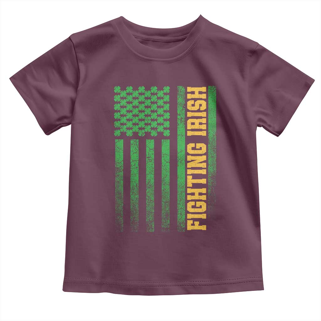 Vintage Fighting Irish Shamrock American Flag Toddler T Shirt