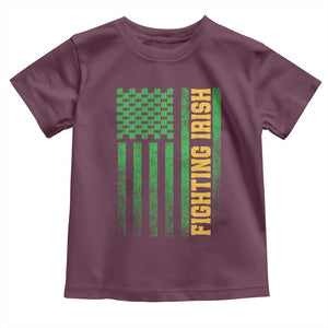 Vintage Fighting Irish Shamrock American Flag Toddler T Shirt