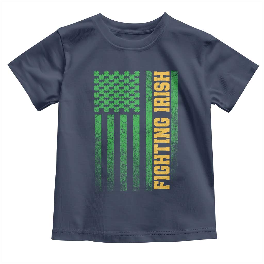 Vintage Fighting Irish Shamrock American Flag Toddler T Shirt