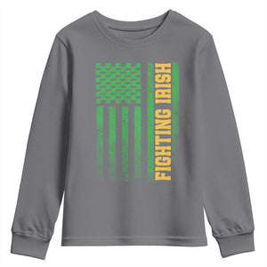 Vintage Fighting Irish Shamrock American Flag Youth Sweatshirt
